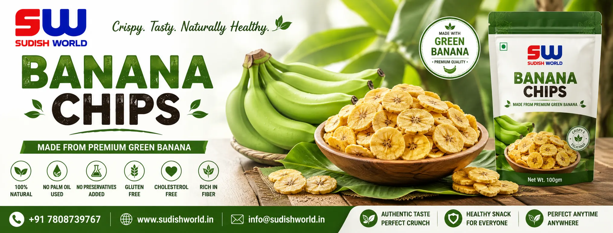 Crispy banana chips product by Sudish World Solutions