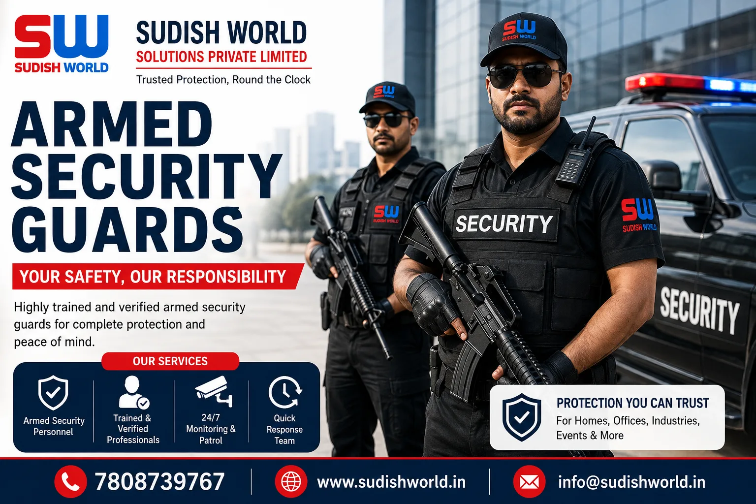 Armed security guard on duty for a high-security site in India