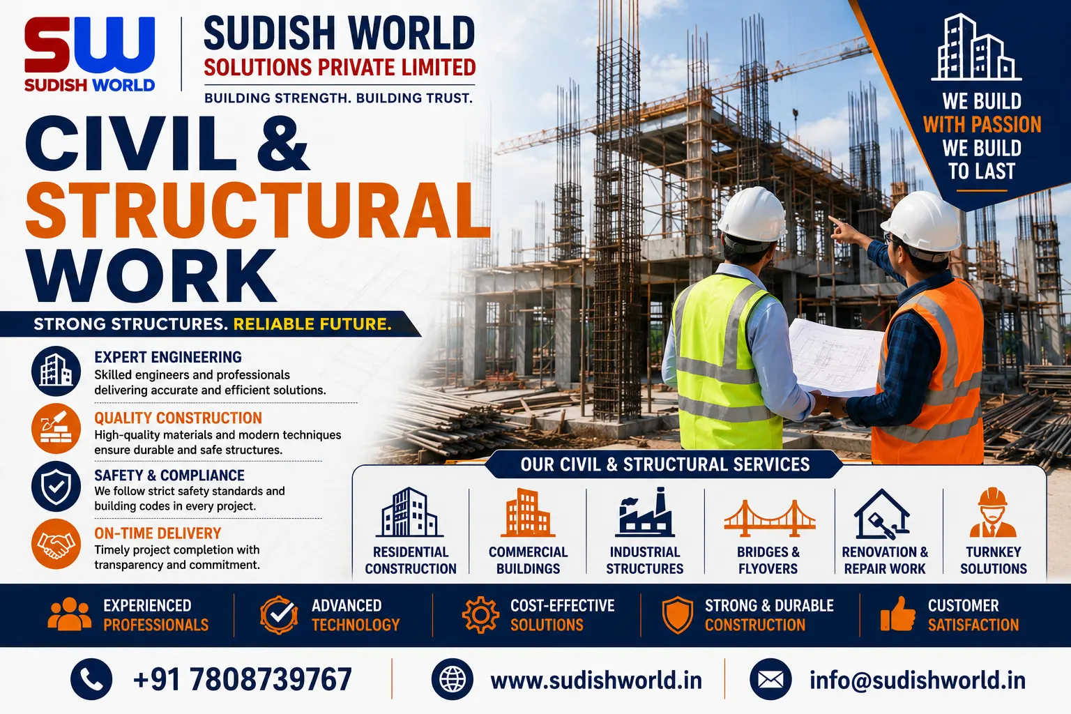 Civil and structural construction work with reinforced concrete in Noida