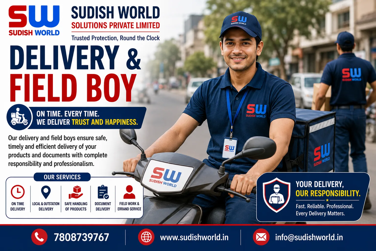 Delivery staff on a bike with a delivery bag