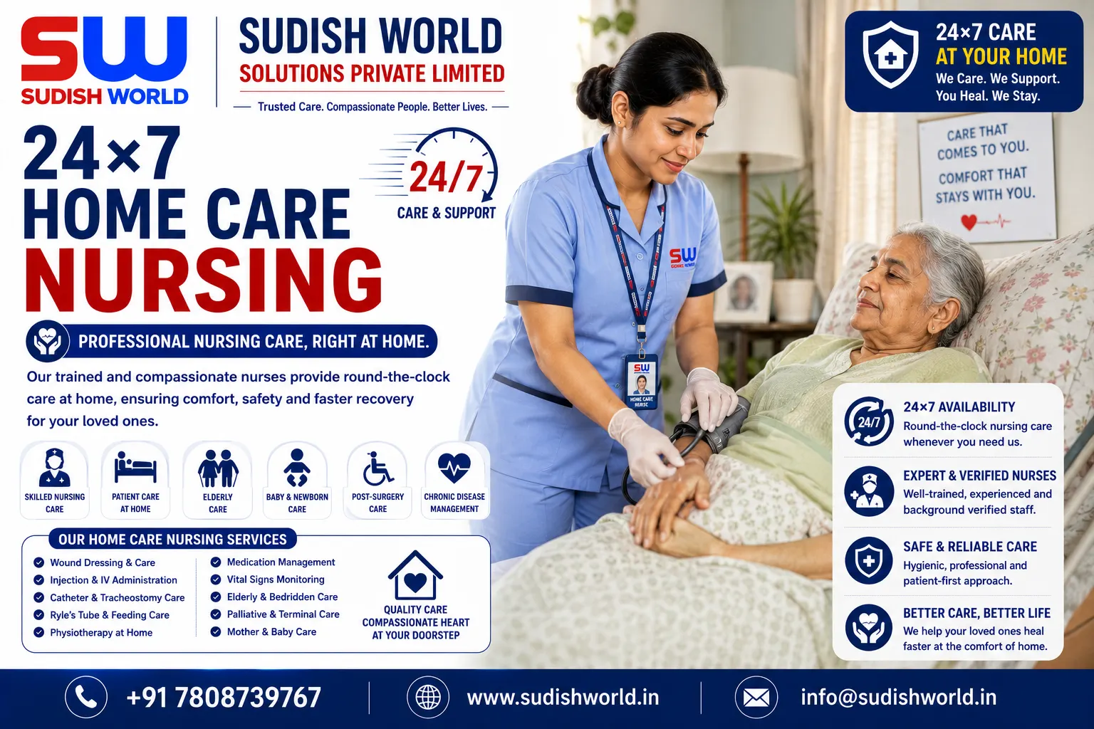Round the clock home care nurse with a patient in Bihar
