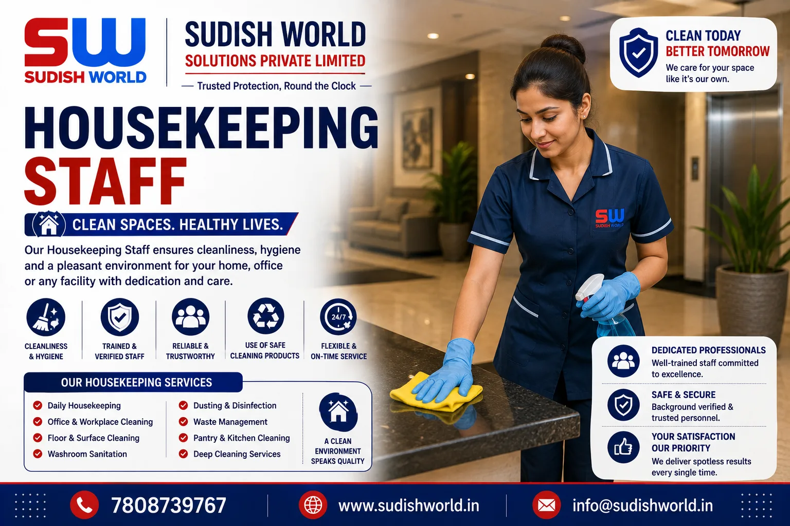House Keeping staff cleaning an office space