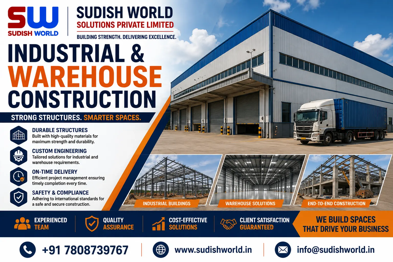 Industrial warehouse construction with steel structure in Noida