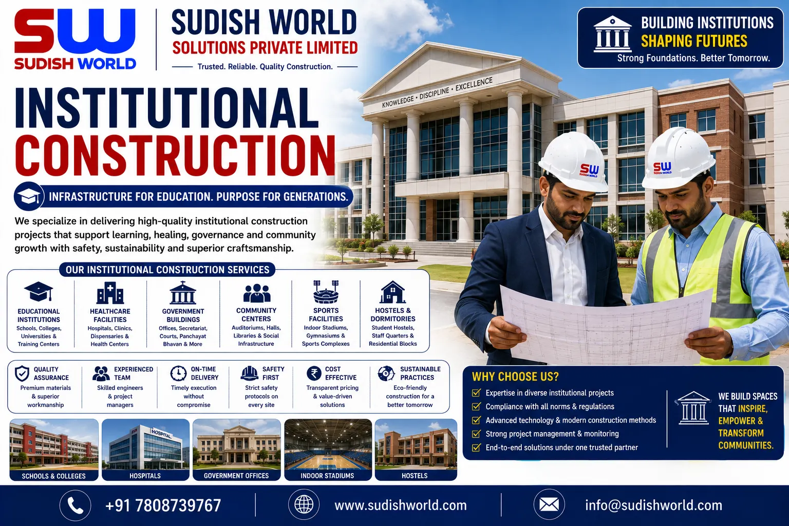 Government and institutional building construction in Noida