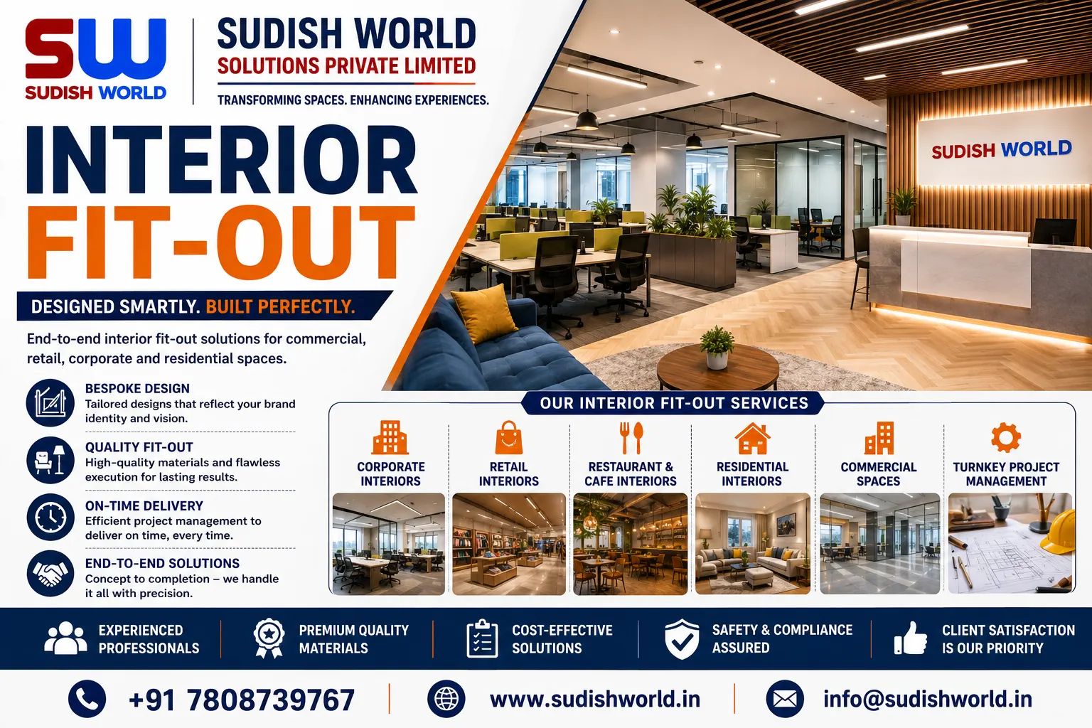 Interior fit-out work in progress in an office space in Noida