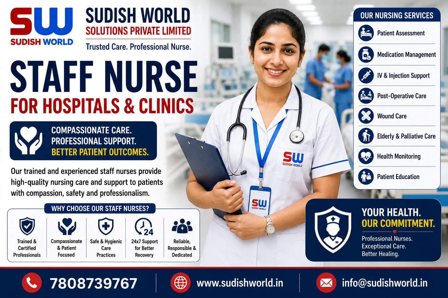 Staff nurse working in a hospital ward in Bihar