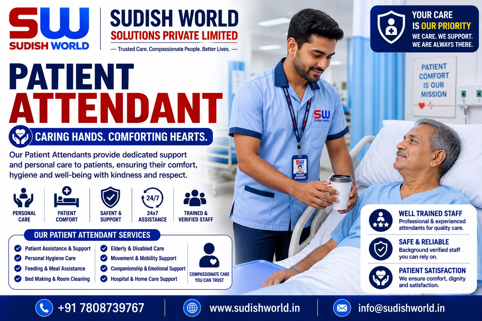 Patient attendant assisting a patient in Bihar