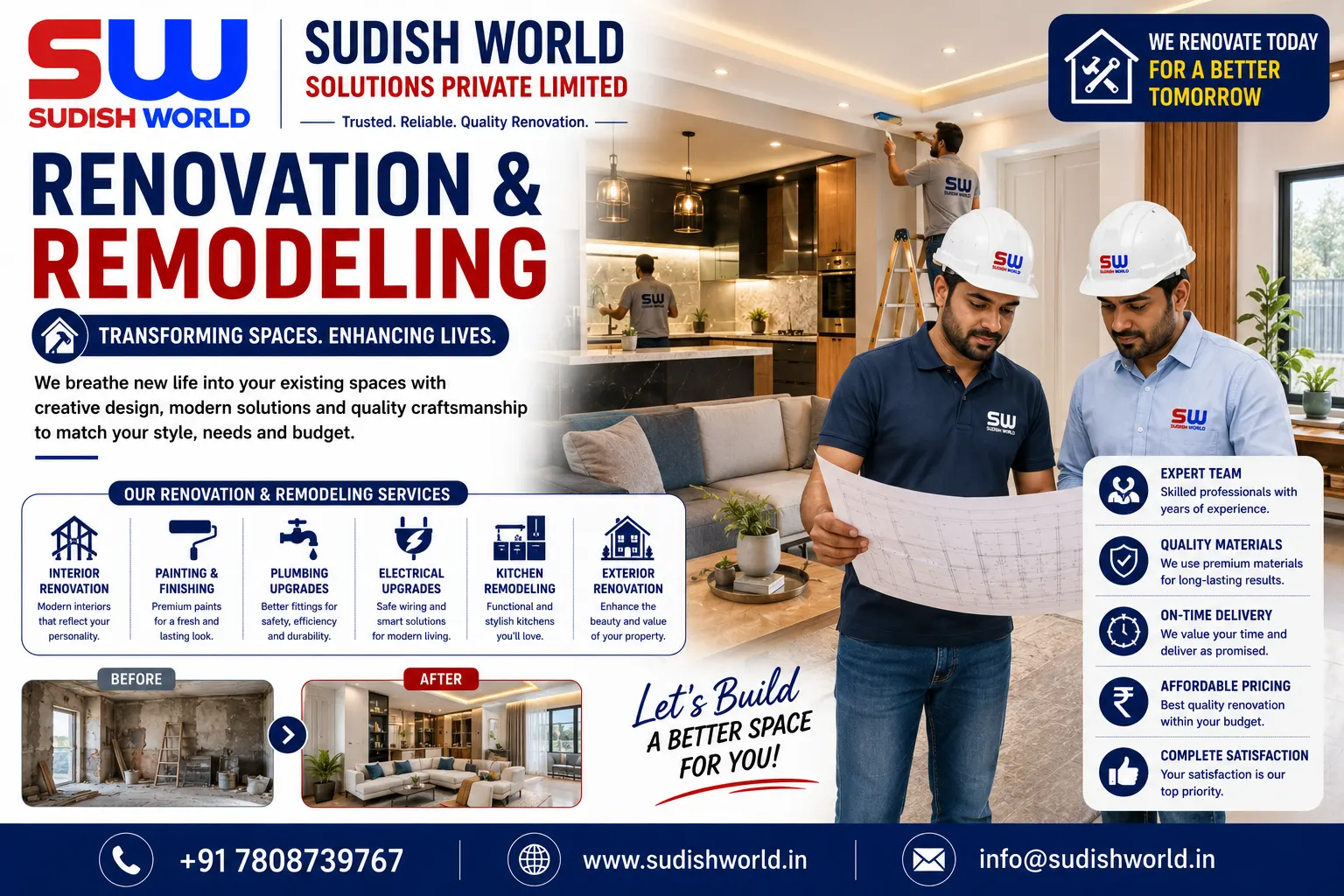 Renovation work being carried out on an existing building in Noida