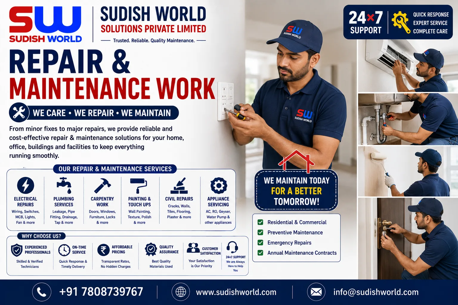 Repair and maintenance work being done on a building in Noida