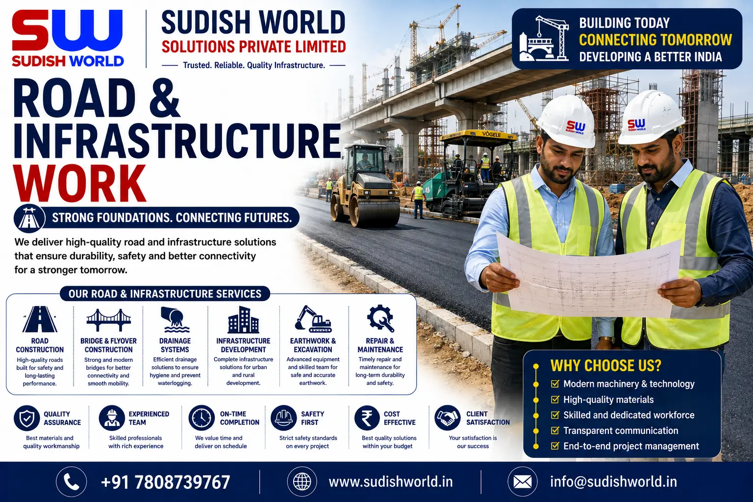 Road construction and infrastructure work in Noida