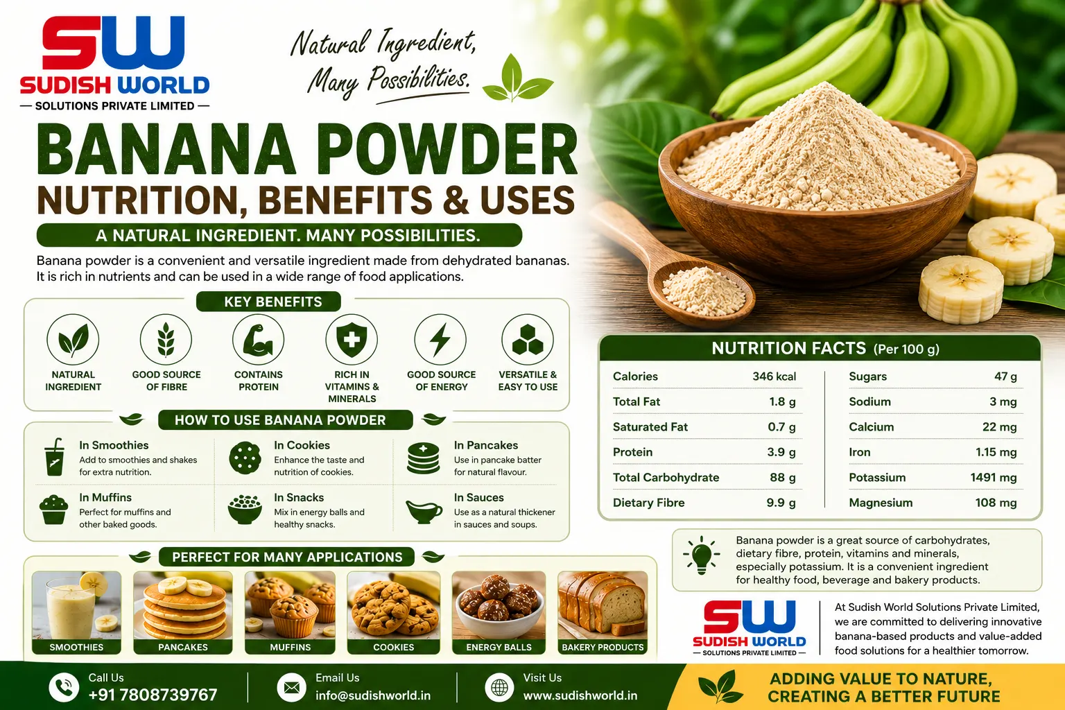 Banana Powder Nutrition Facts, Benefits & Uses | Sudish World Solutions